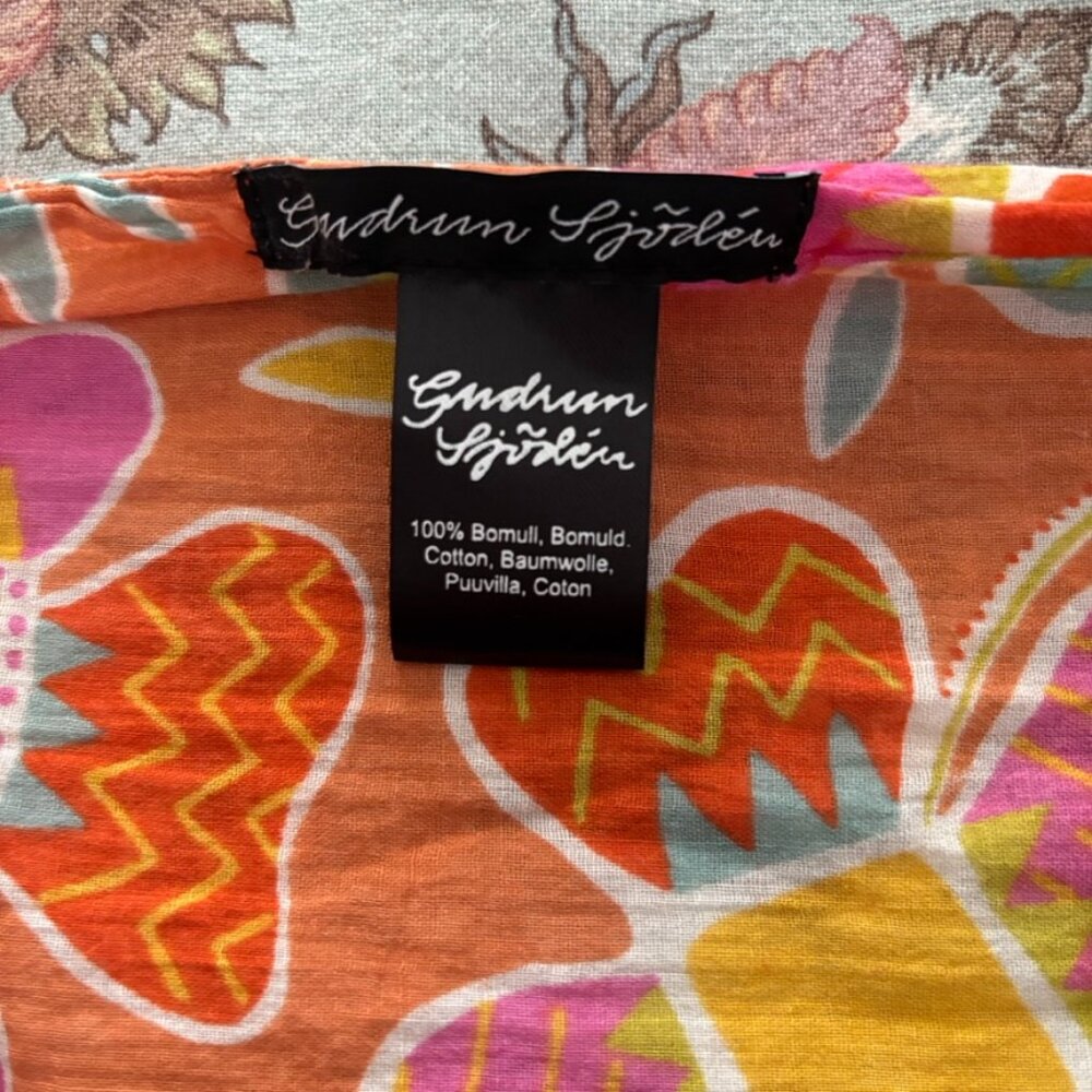 Gudrun Sjoden orange red cotton Scarf large - 17" wide x 73" long